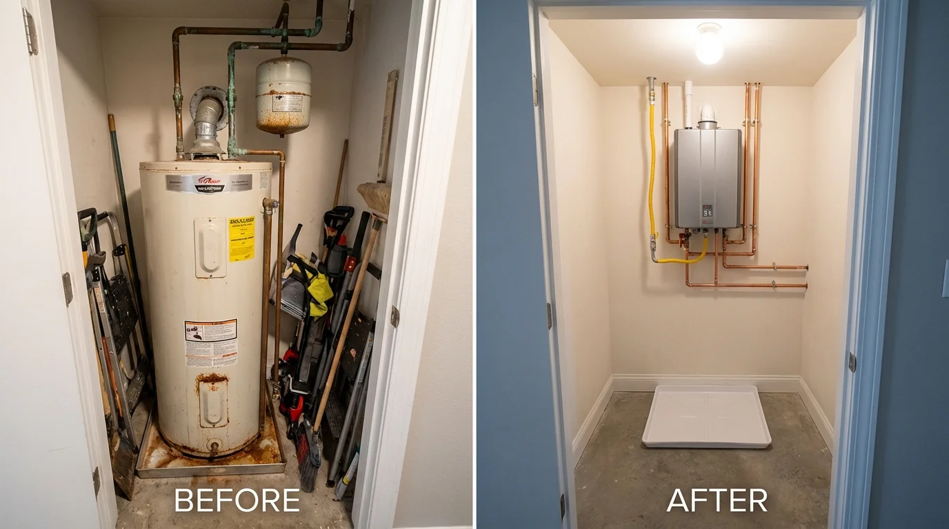 Tank water heater versus wall-mounted tankless unit comparison for Brandon, FL homeowners